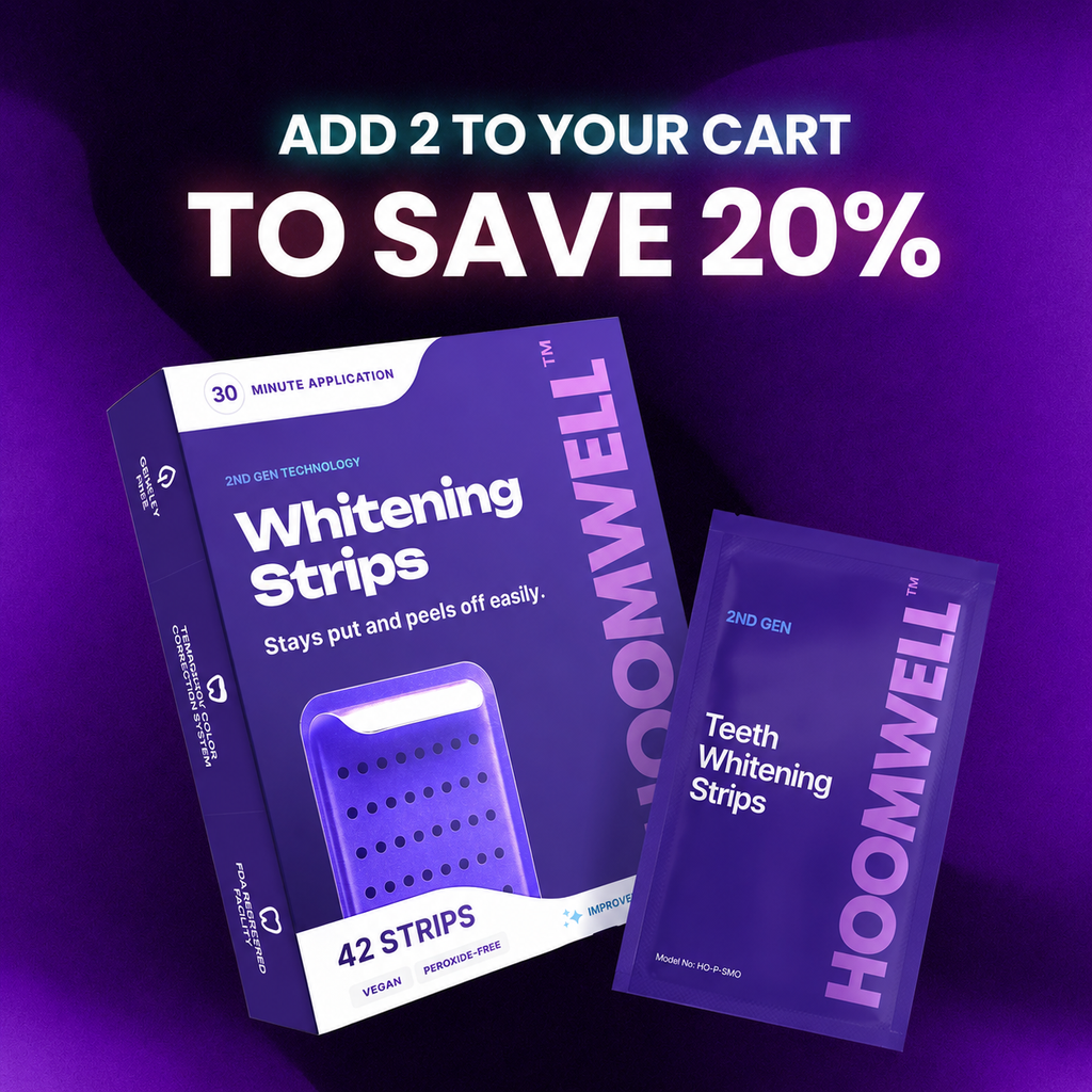 HOOMWELL™ Purple Teeth Whitening Strips - 7/21 Whitening Sessions - Non Sensitive Teeth Whitening - Peroxide-Free