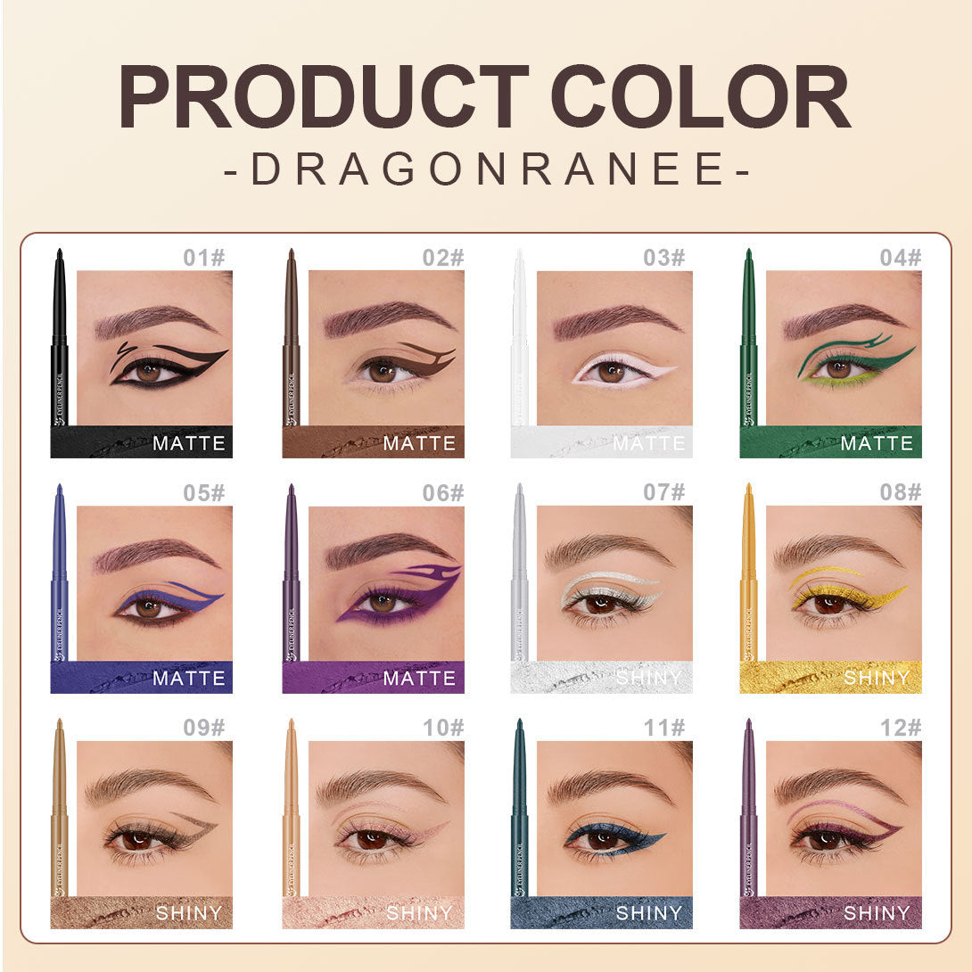 12-Color Waterproof Eyeliner Pencil Set