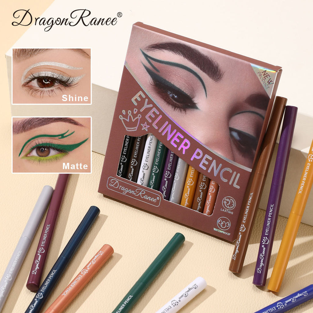 12-Color Waterproof Eyeliner Pencil Set